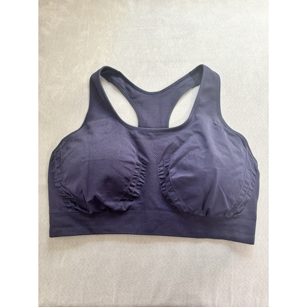 Truekind Seamless Racerback Sports Bra Sz XL Navy Wireless Stretch Smoothing - Picture 9 of 10